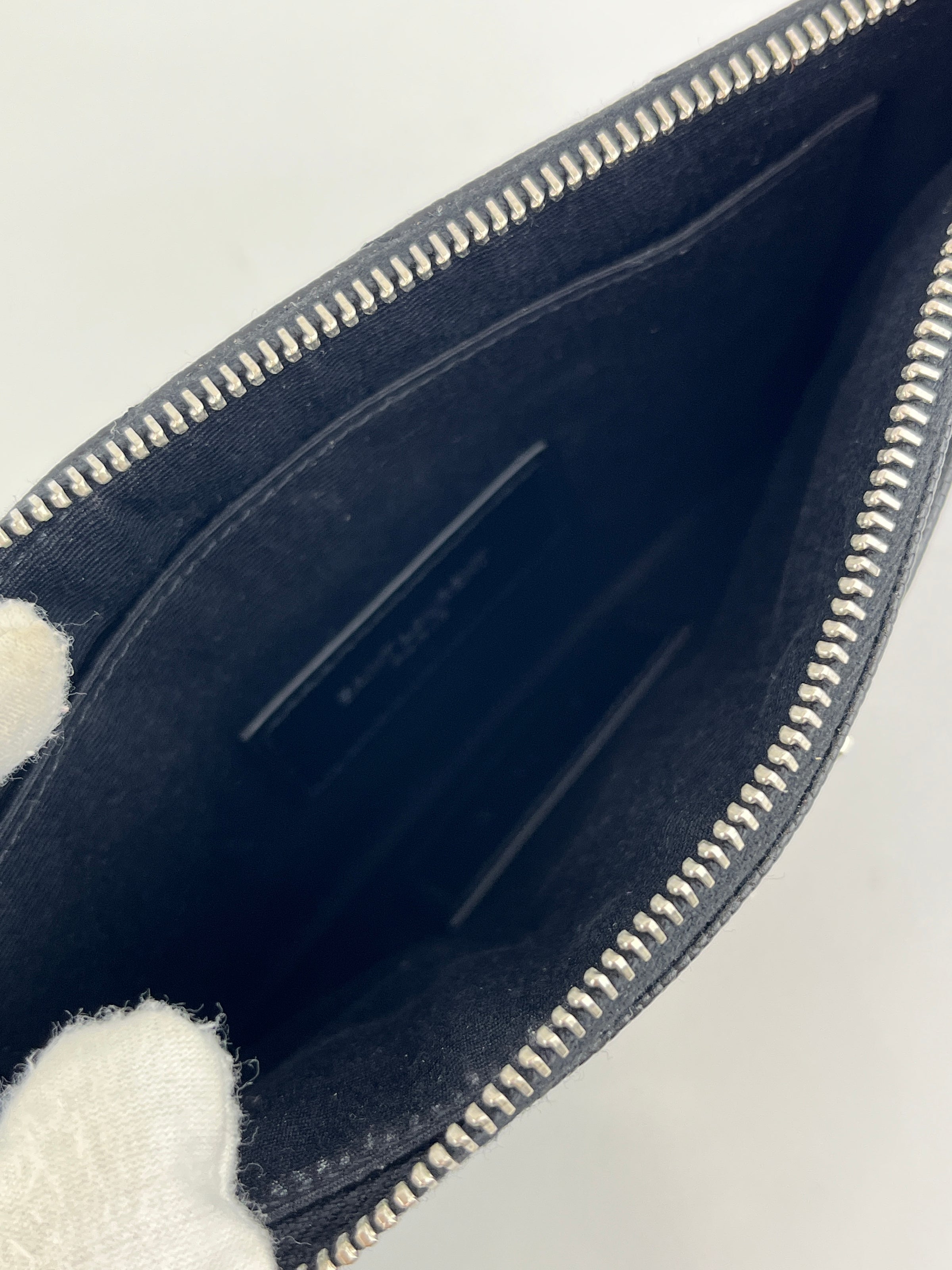 504922 Black Matelasse Quilted Monogram Bill Pouch