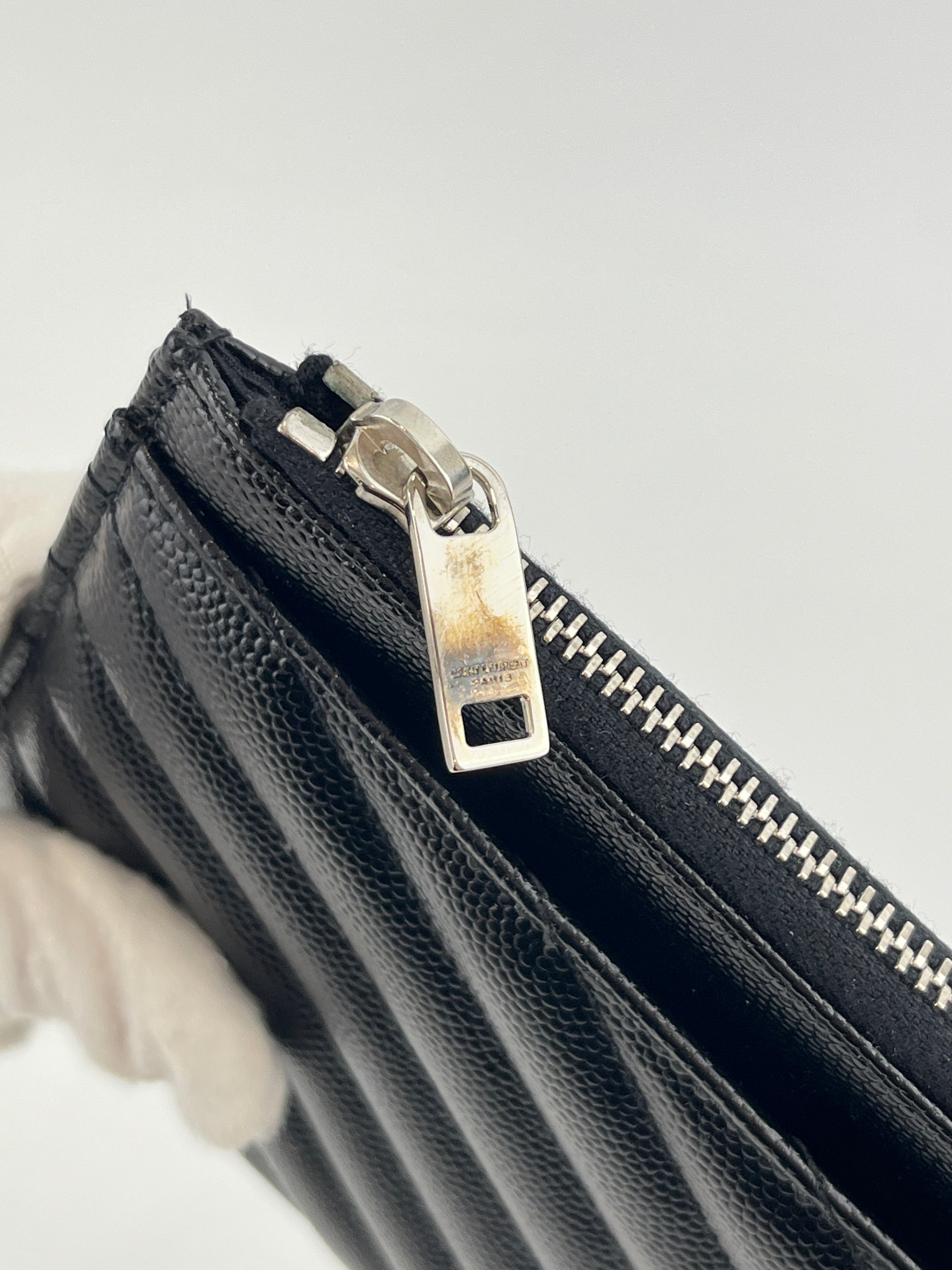 504922 Black Matelasse Quilted Monogram Bill Pouch