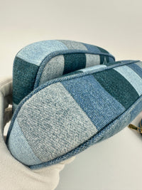 Multi Pochette Accessoires Denim Monogram Patchwork Check Blue/Red