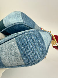 Multi Pochette Accessoires Denim Monogram Patchwork Check Blue/Red