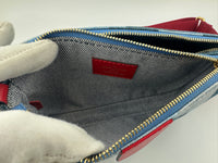 Multi Pochette Accessoires Denim Monogram Patchwork Check Blue/Red