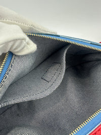 Multi Pochette Accessoires Denim Monogram Patchwork Check Blue/Red