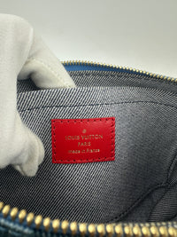 Multi Pochette Accessoires Denim Monogram Patchwork Check Blue/Red