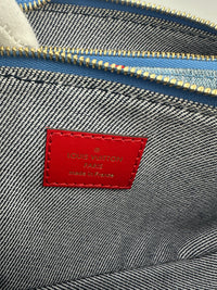 Multi Pochette Accessoires Denim Monogram Patchwork Check Blue/Red