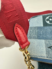 Multi Pochette Accessoires Denim Monogram Patchwork Check Blue/Red