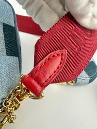 Multi Pochette Accessoires Denim Monogram Patchwork Check Blue/Red