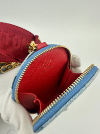 Multi Pochette Accessoires Denim Monogram Patchwork Check Blue/Red