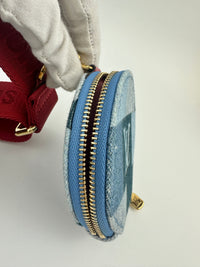 Multi Pochette Accessoires Denim Monogram Patchwork Check Blue/Red