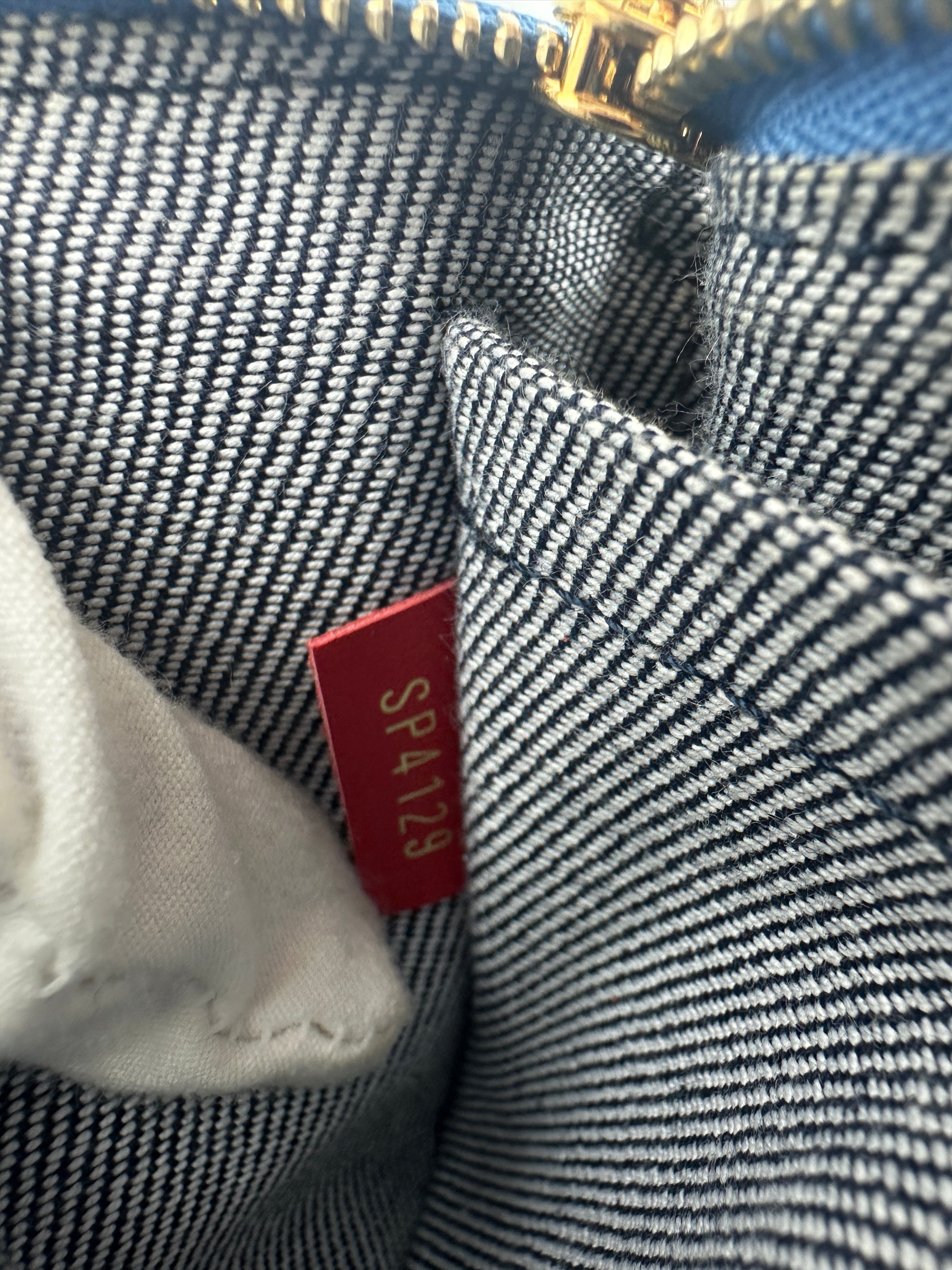 Multi Pochette Accessoires Denim Monogram Patchwork Check Blue/Red