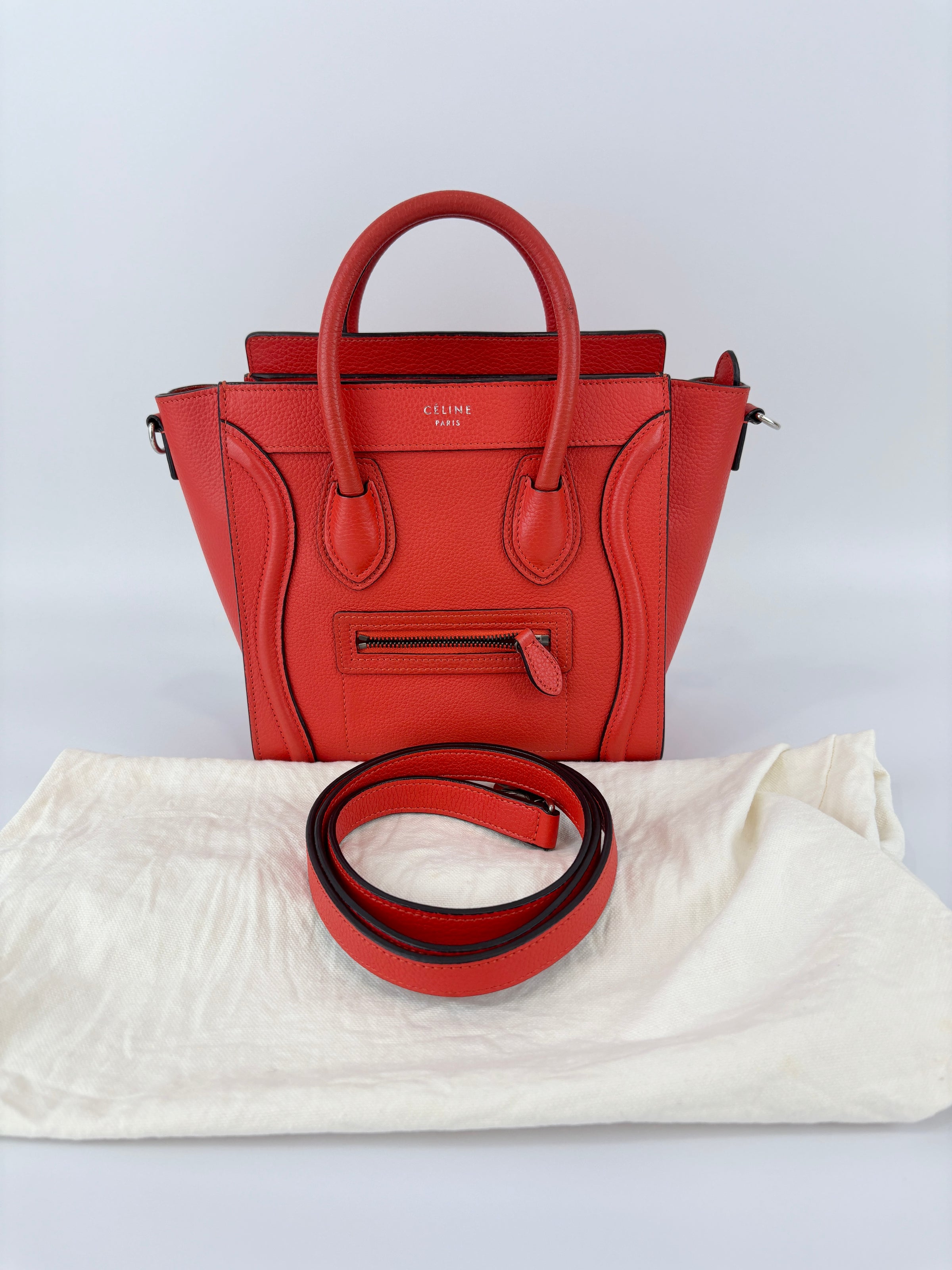 Nano Luggage in Red Grained Leather
