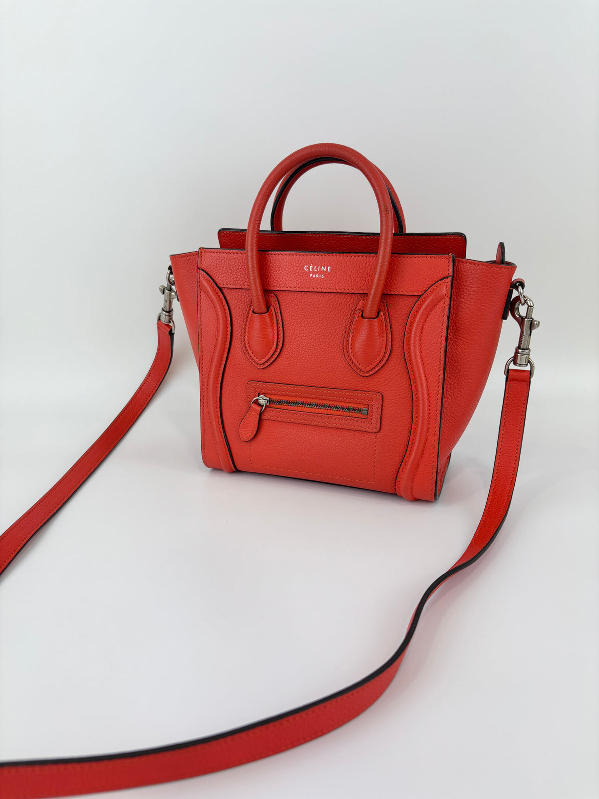 Nano Luggage in Red Grained Leather