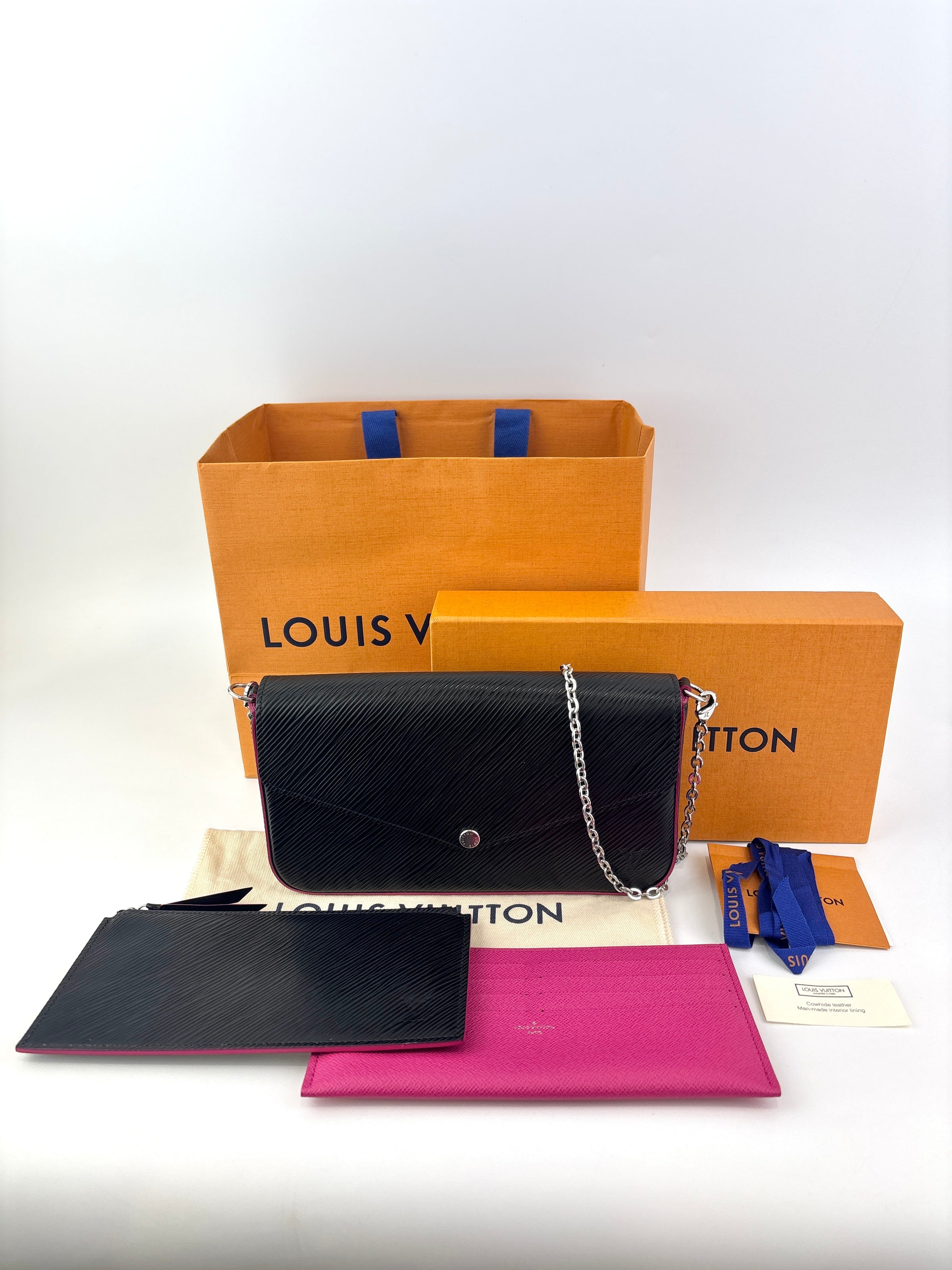 路易威登 Felicie 手袋 压纹皮革 黑/粉