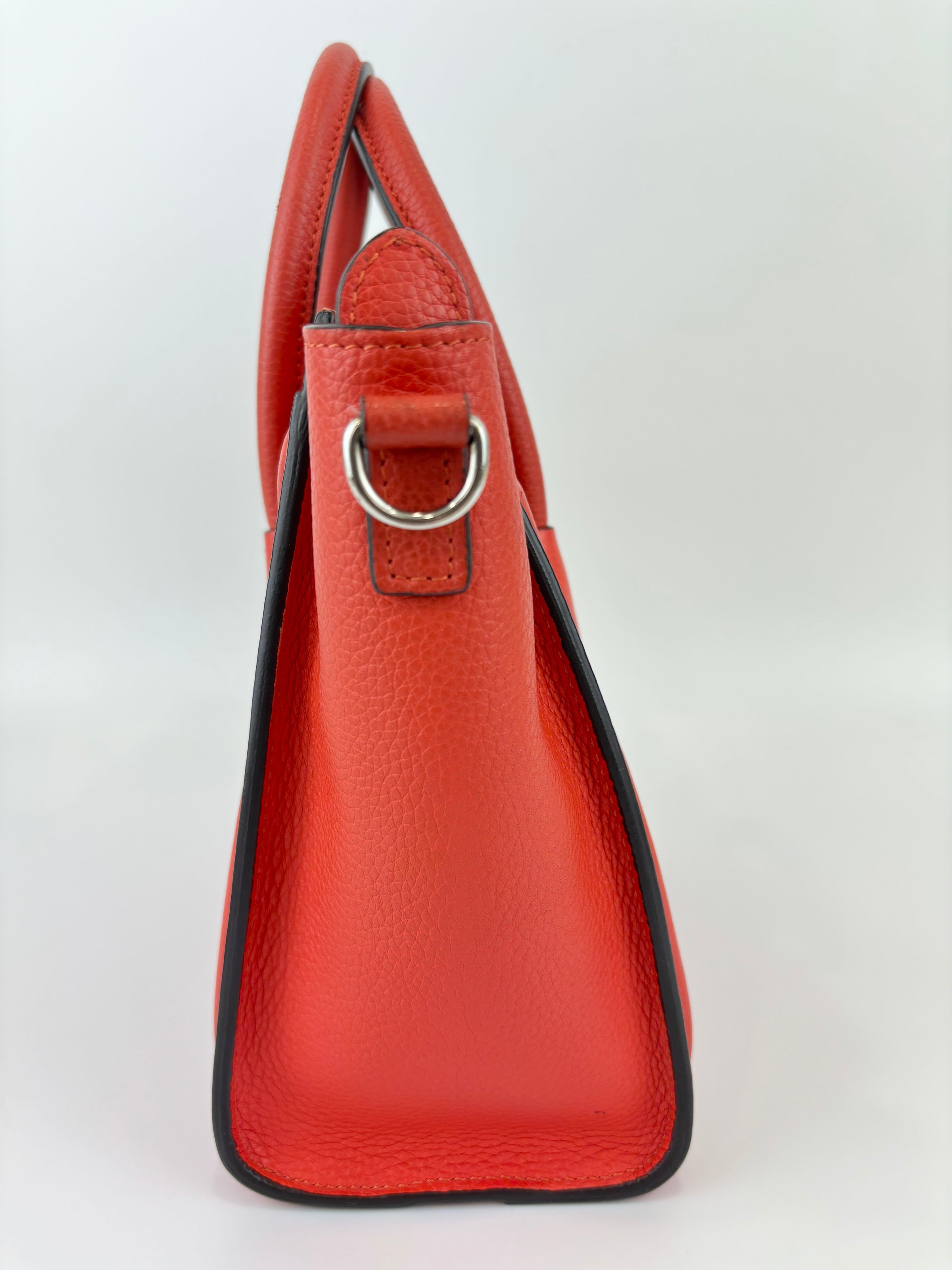 Nano Luggage in Red Grained Leather