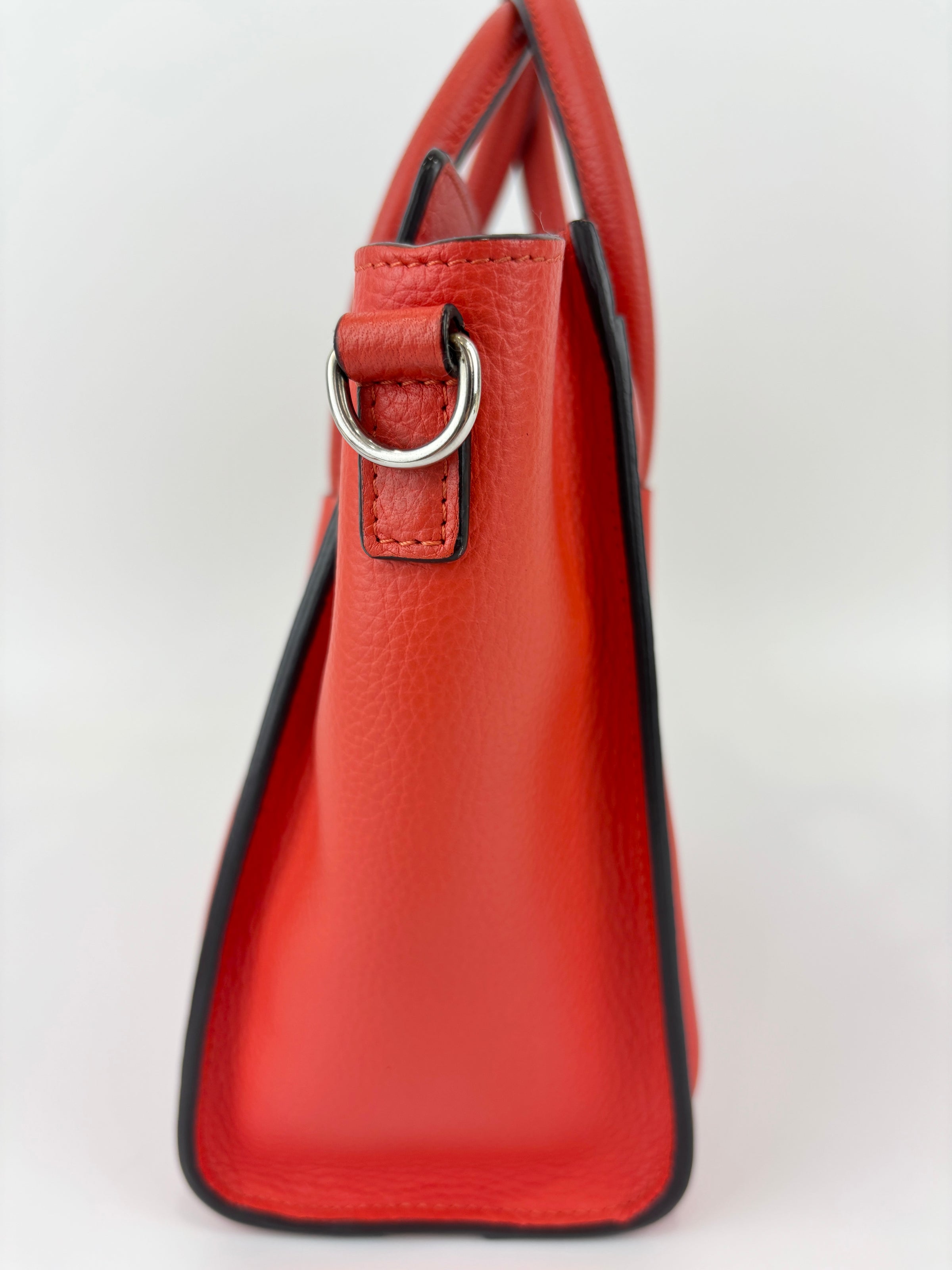 Nano Luggage in Red Grained Leather