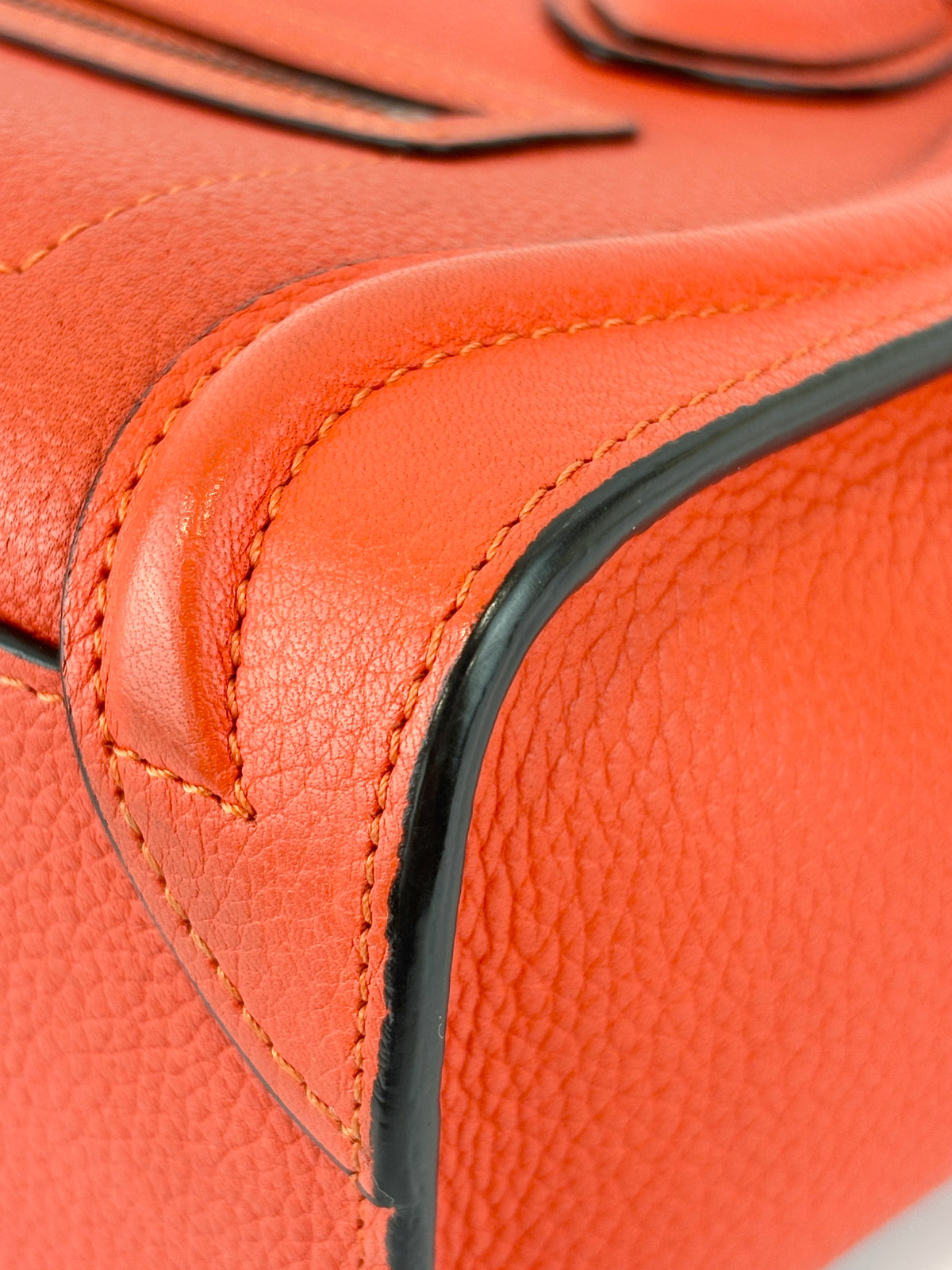 Nano Luggage in Red Grained Leather