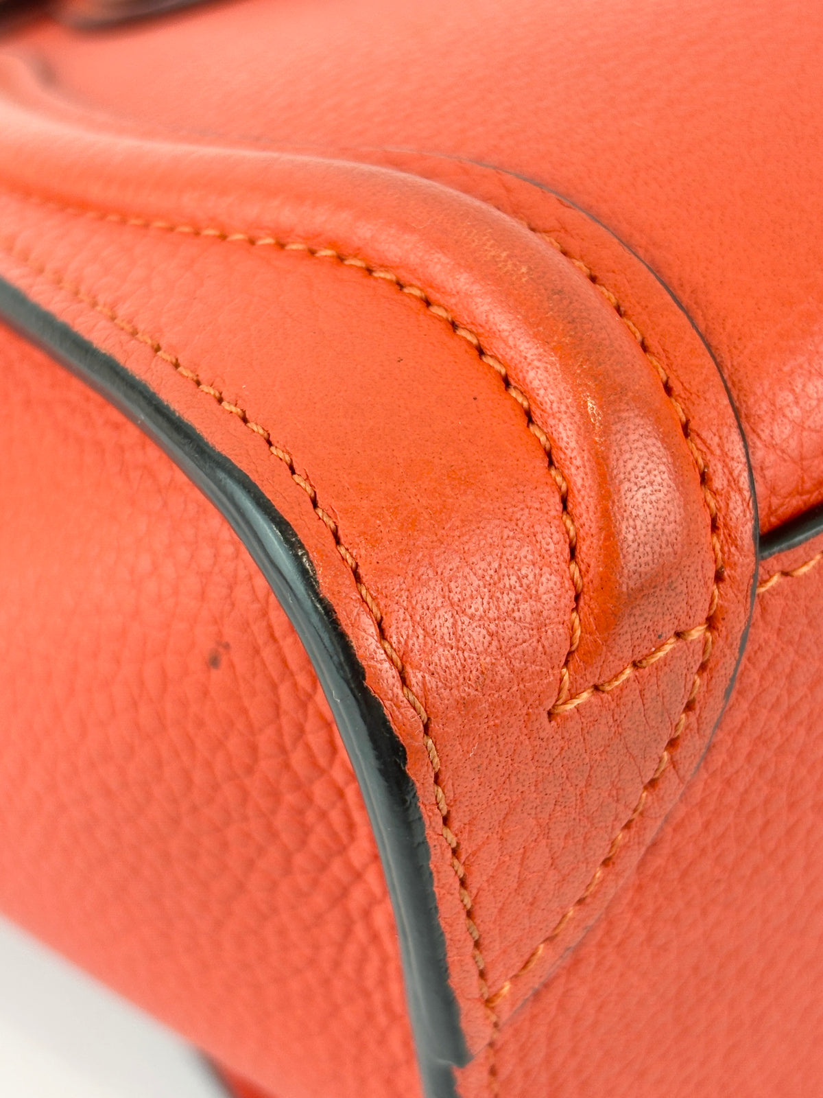 Nano Luggage in Red Grained Leather