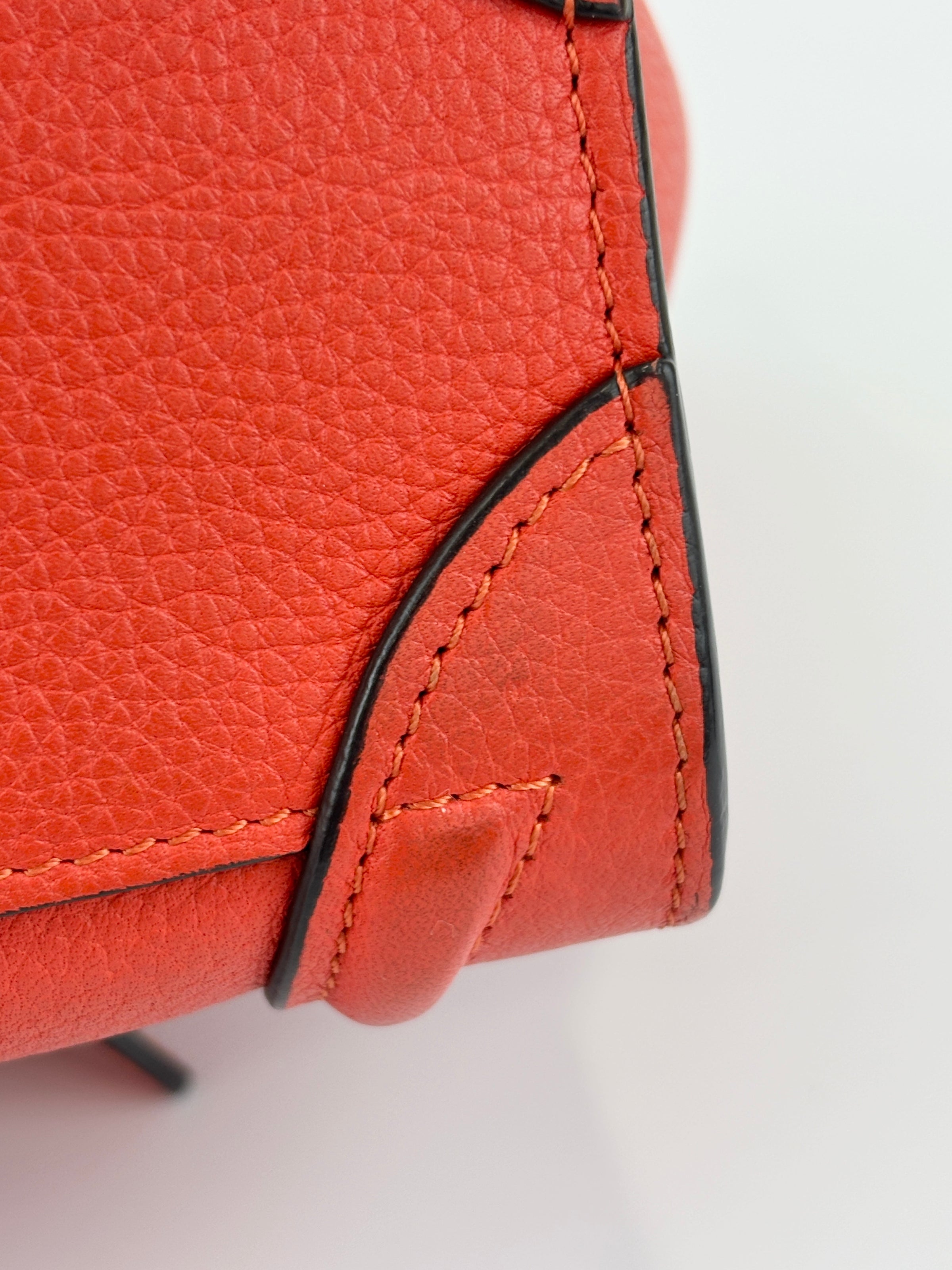 Nano Luggage in Red Grained Leather