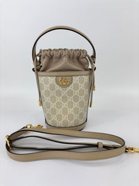 Ophidia GG Mini Bucket Bag in White/Beige