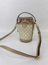 Ophidia GG Mini Bucket Bag in White/Beige