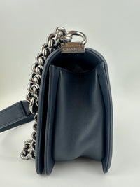 Old Medium Boy Chevron Lambskin Navy PHW