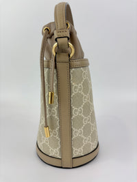 Ophidia GG Mini Bucket Bag in White/Beige