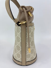 Ophidia GG Mini Bucket Bag in White/Beige