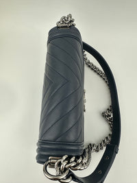 Old Medium Boy Chevron Lambskin Navy PHW