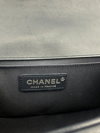 Old Medium Boy Chevron Lambskin Navy PHW