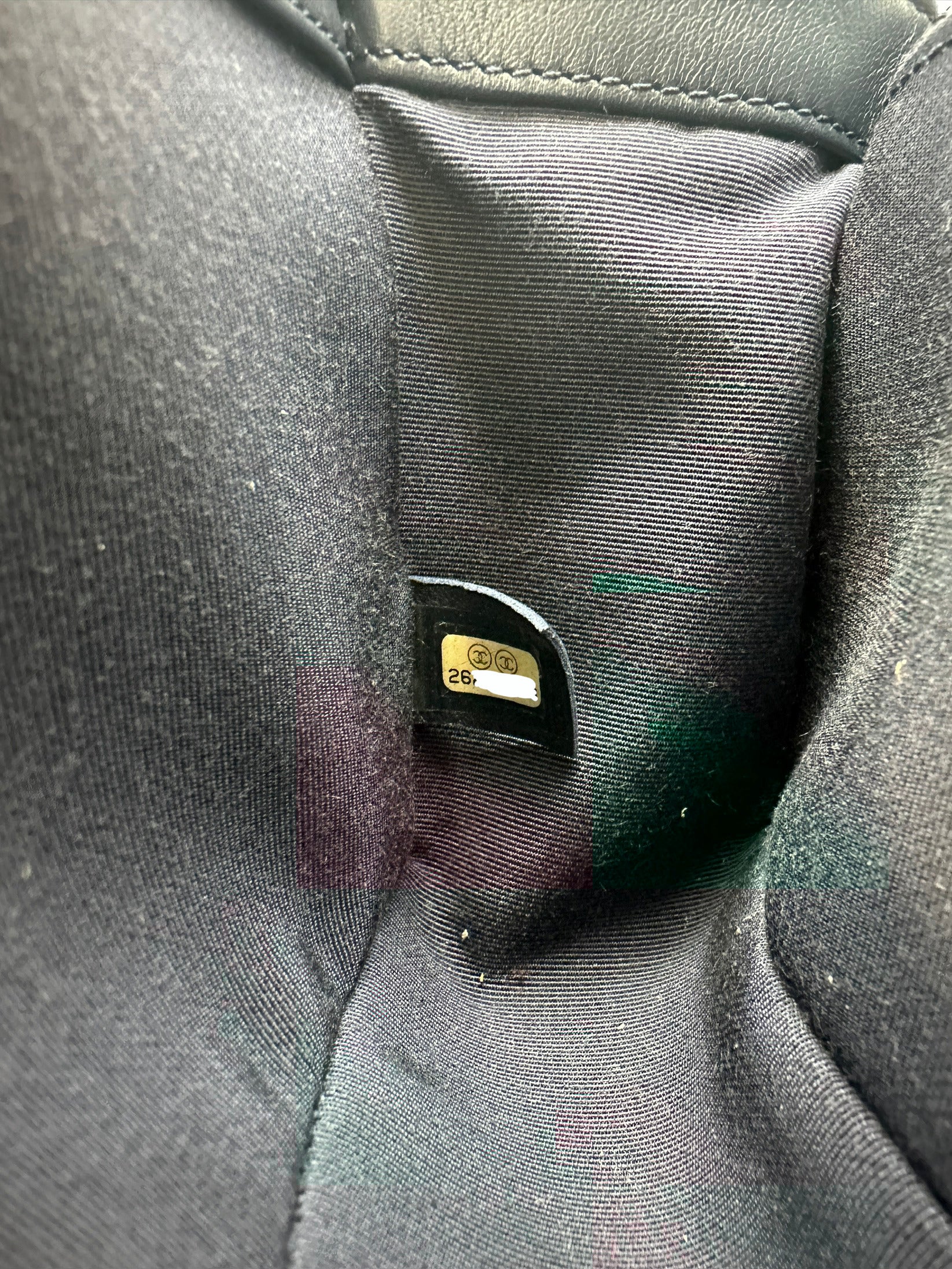 Old Medium Boy Chevron Lambskin Navy PHW