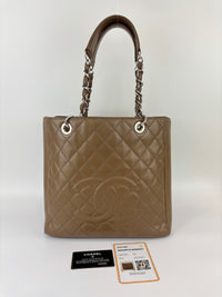 PST XL Tote in Khaki Brown Caviar Leather SHW