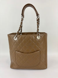 PST XL Tote in Khaki Brown Caviar Leather SHW