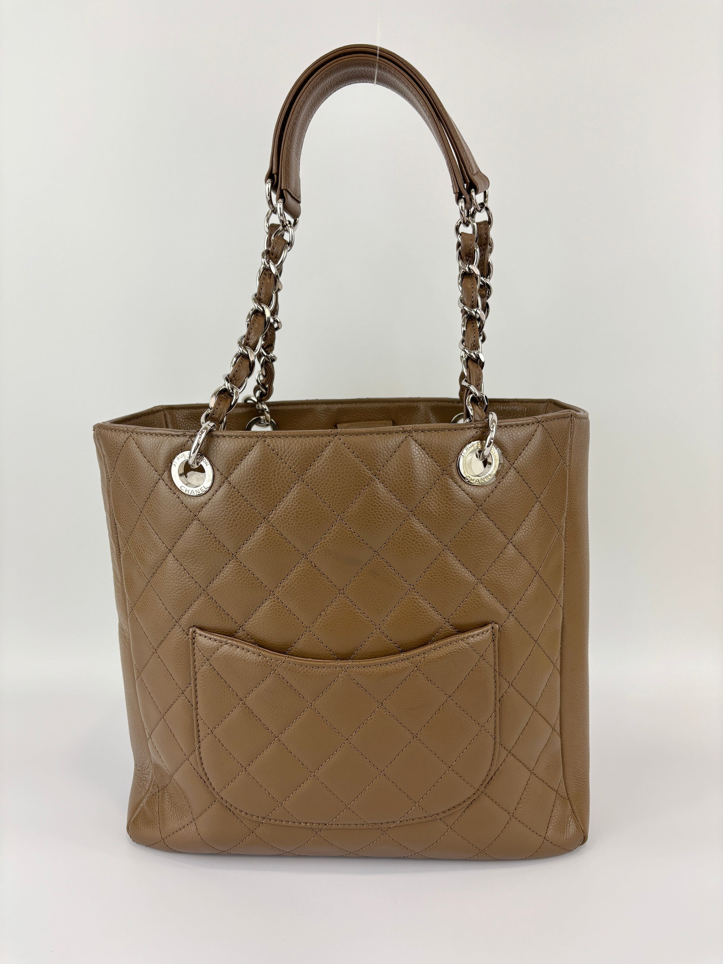 PST XL Tote in Khaki Brown Caviar Leather SHW