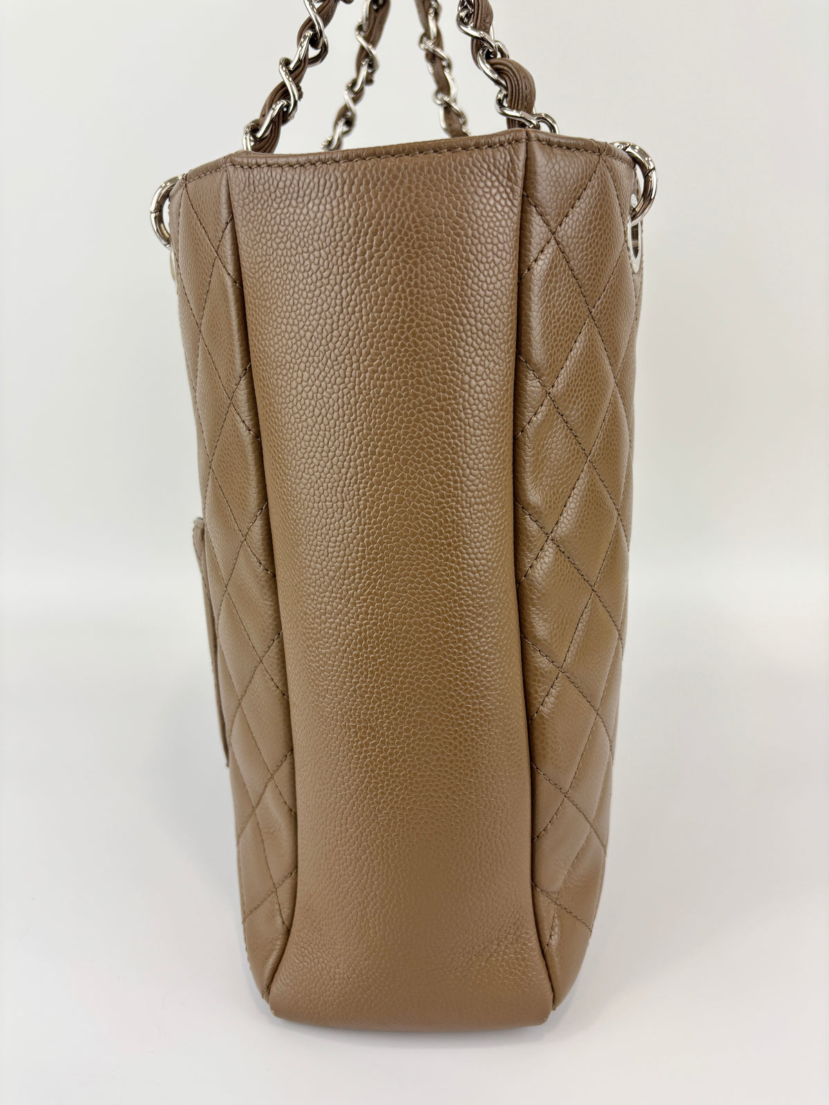 PST XL Tote in Khaki Brown Caviar Leather SHW