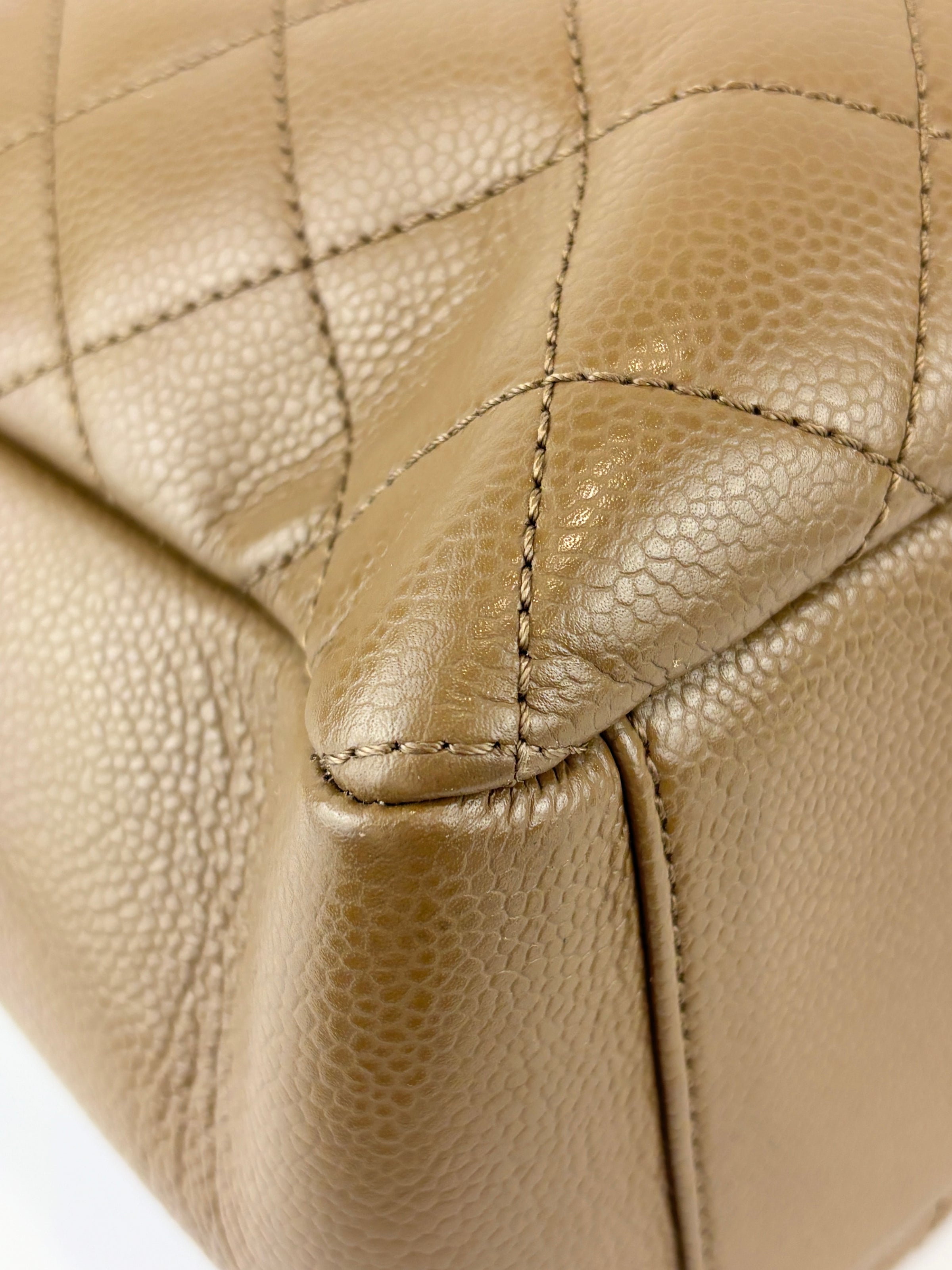 PST XL Tote in Khaki Brown Caviar Leather SHW