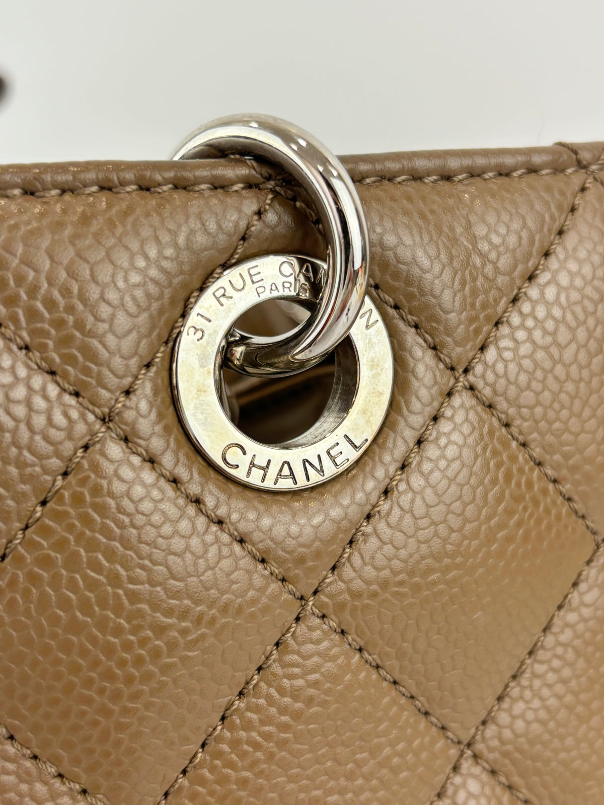 PST XL Tote in Khaki Brown Caviar Leather SHW