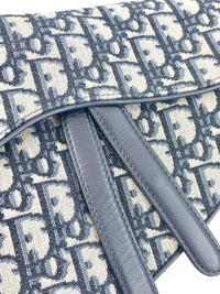 蓝色Oblique印花帆布马鞍包