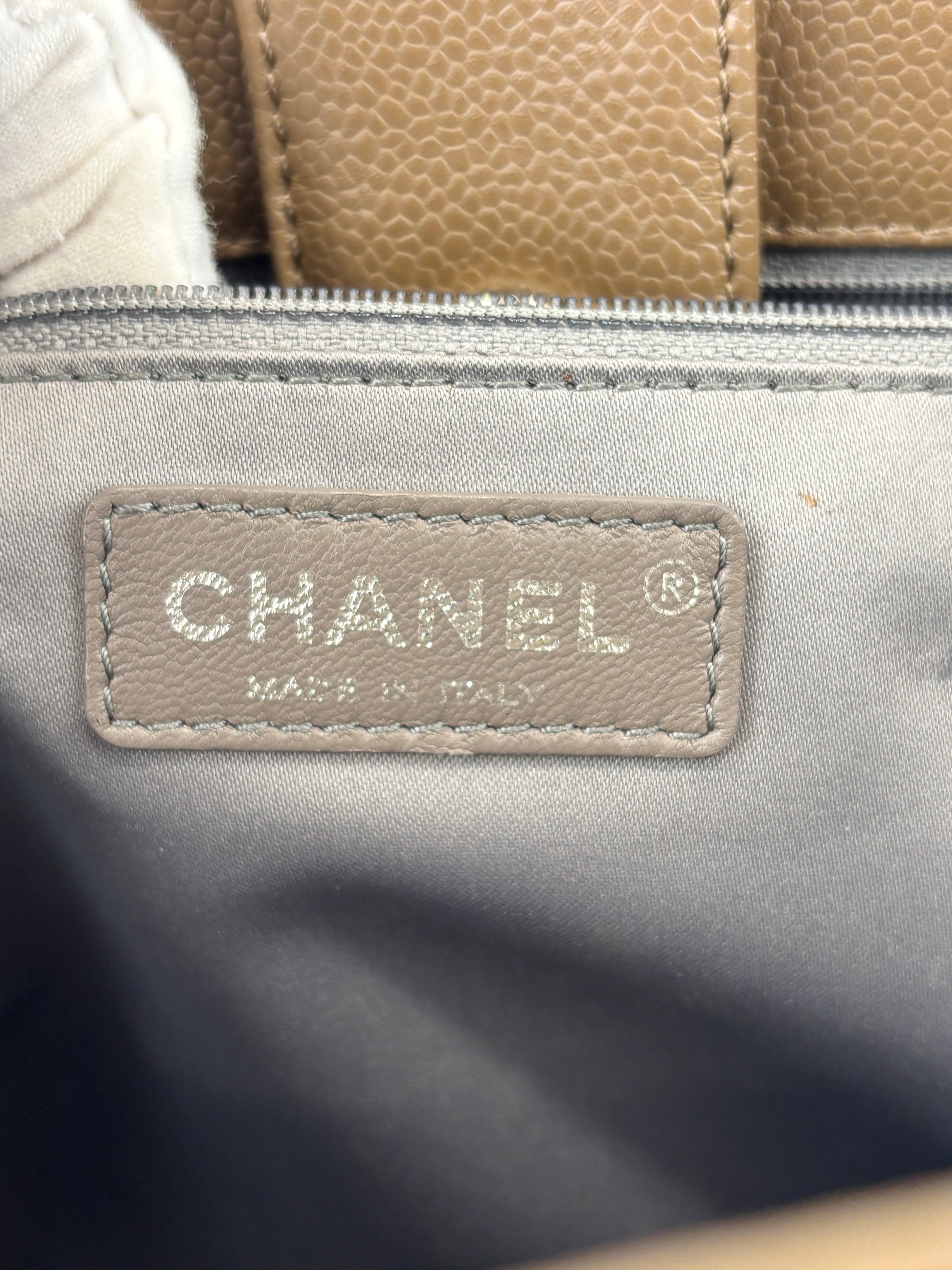 PST XL Tote in Khaki Brown Caviar Leather SHW