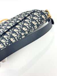 蓝色Oblique印花帆布马鞍包