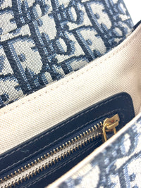 蓝色Oblique印花帆布马鞍包