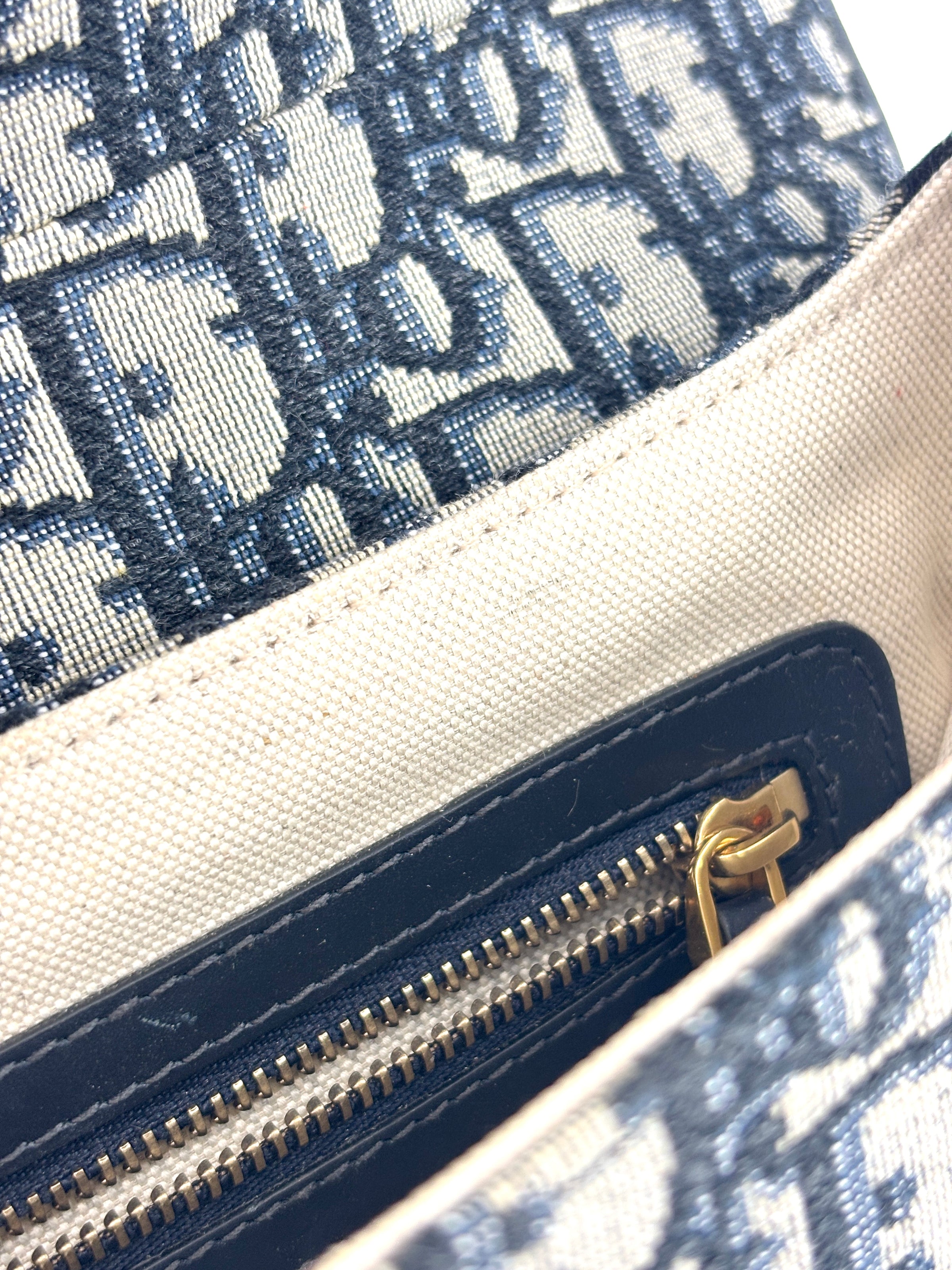 蓝色Oblique印花帆布马鞍包