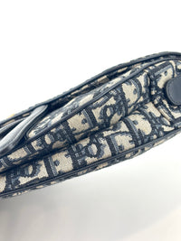 蓝色Oblique印花帆布马鞍包