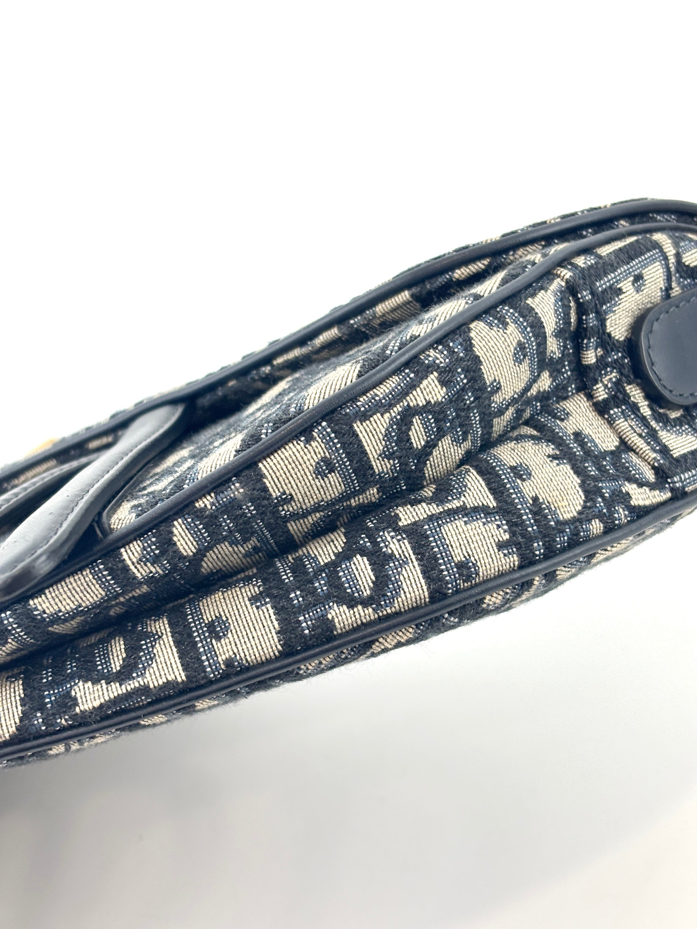 蓝色Oblique印花帆布马鞍包