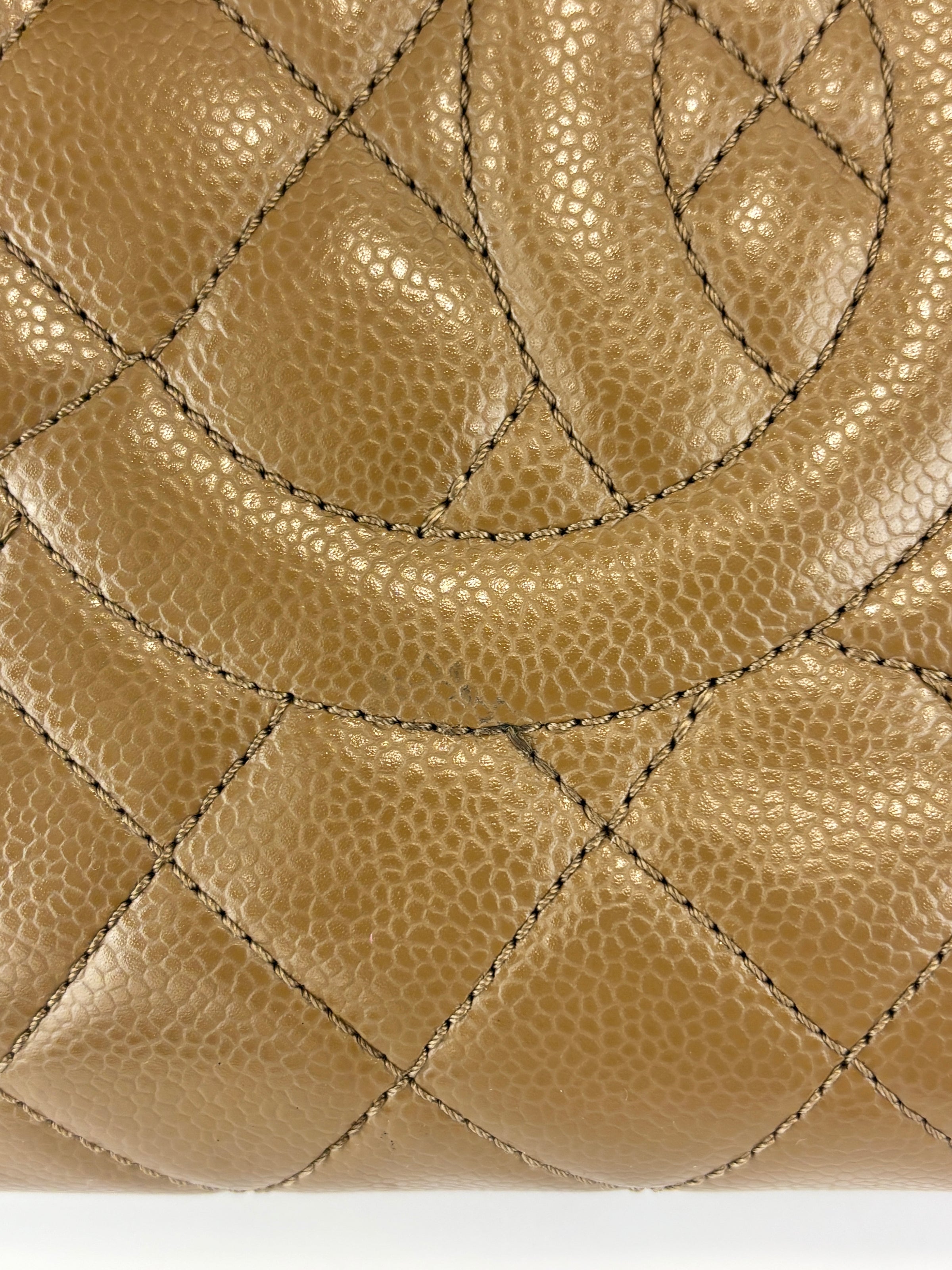 PST XL Tote in Khaki Brown Caviar Leather SHW