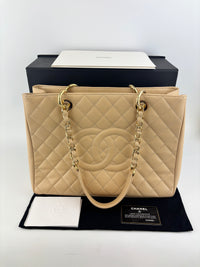 GST Tote in Beige Caviar GHW