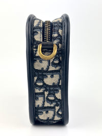 Navy Oblique Diorquake Clutch with Long Strap