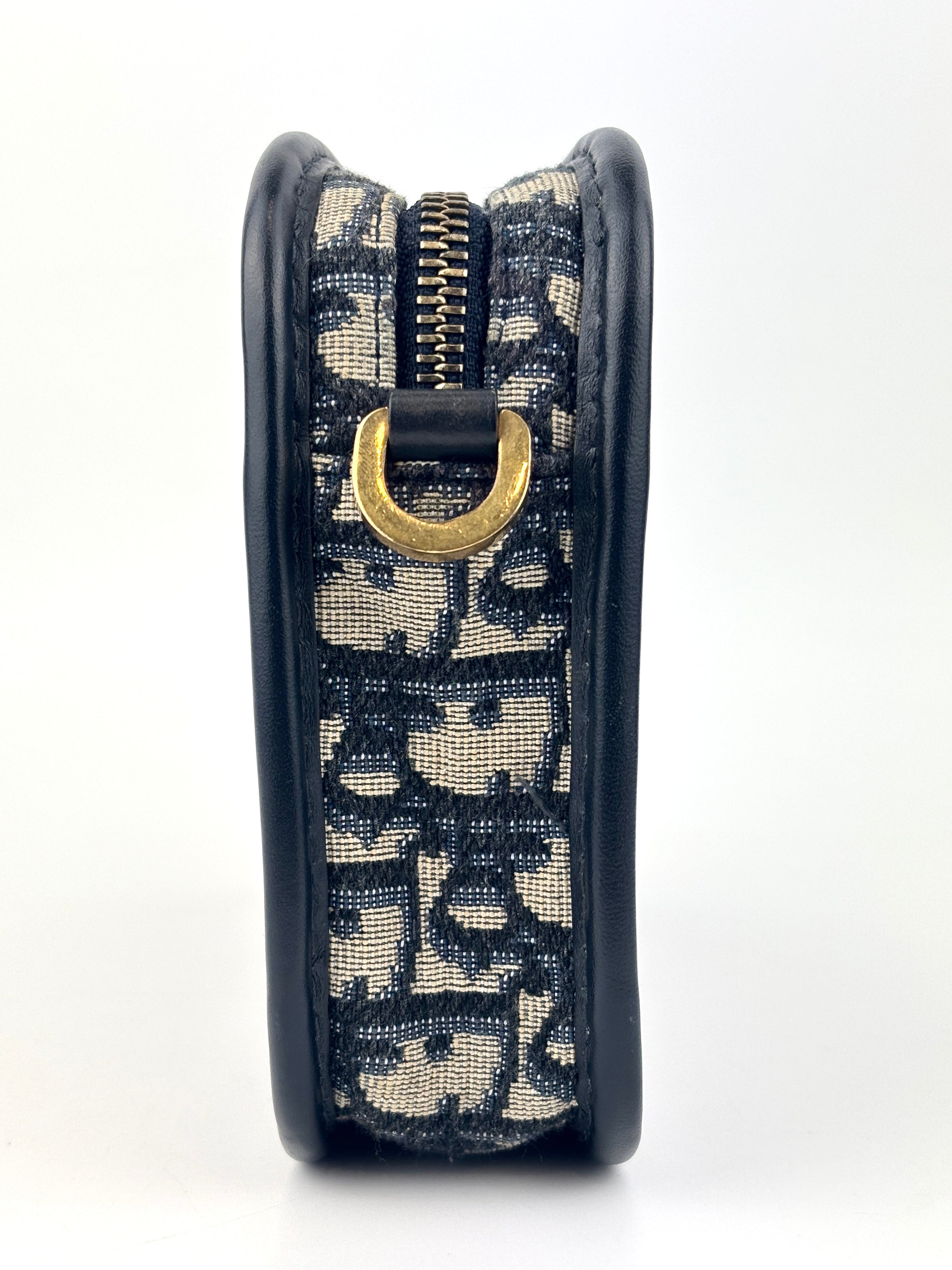Navy Oblique Diorquake Clutch with Long Strap