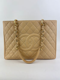GST Tote in Beige Caviar GHW