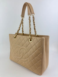 GST Tote in Beige Caviar GHW