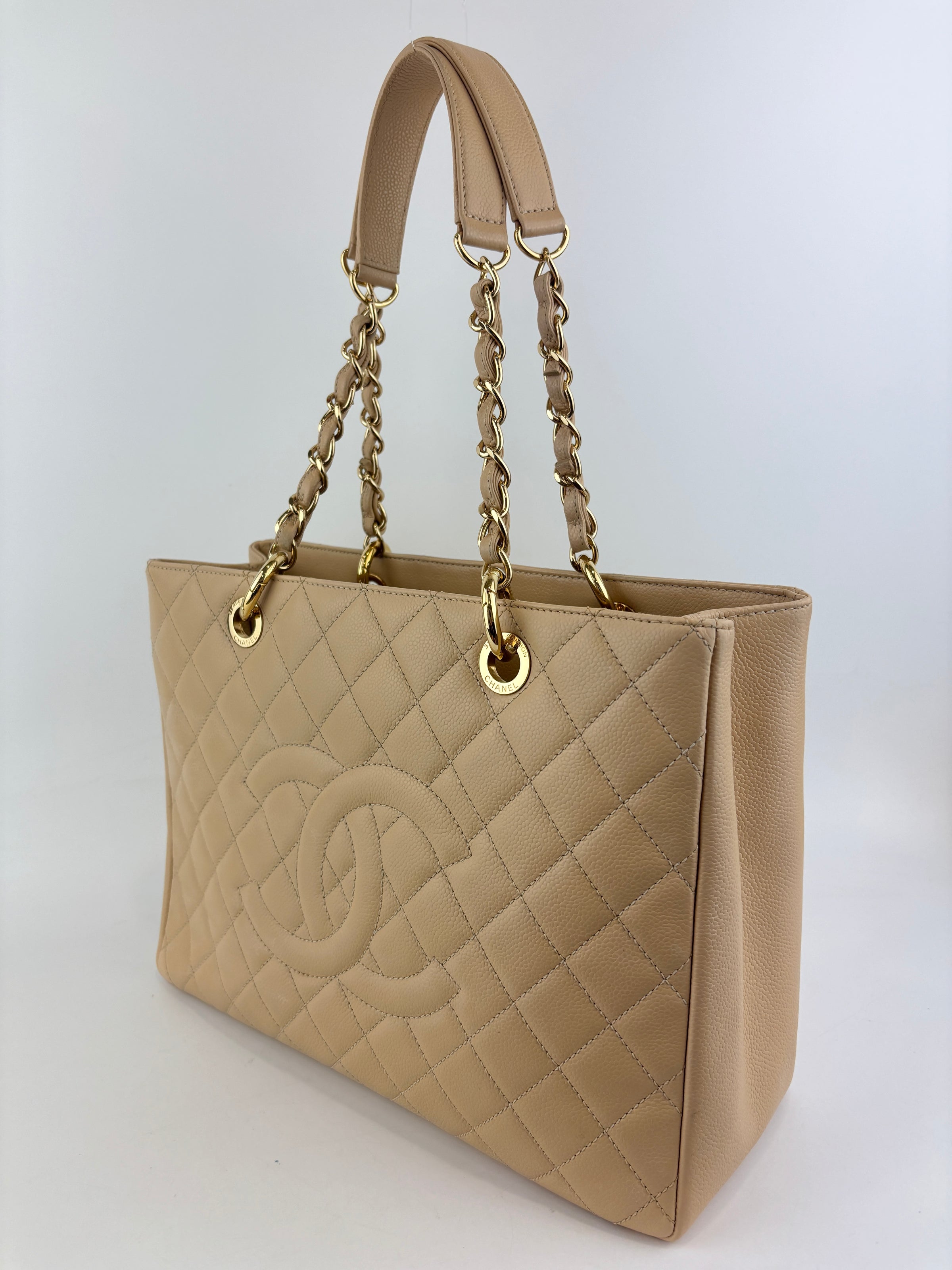 GST Tote in Beige Caviar GHW