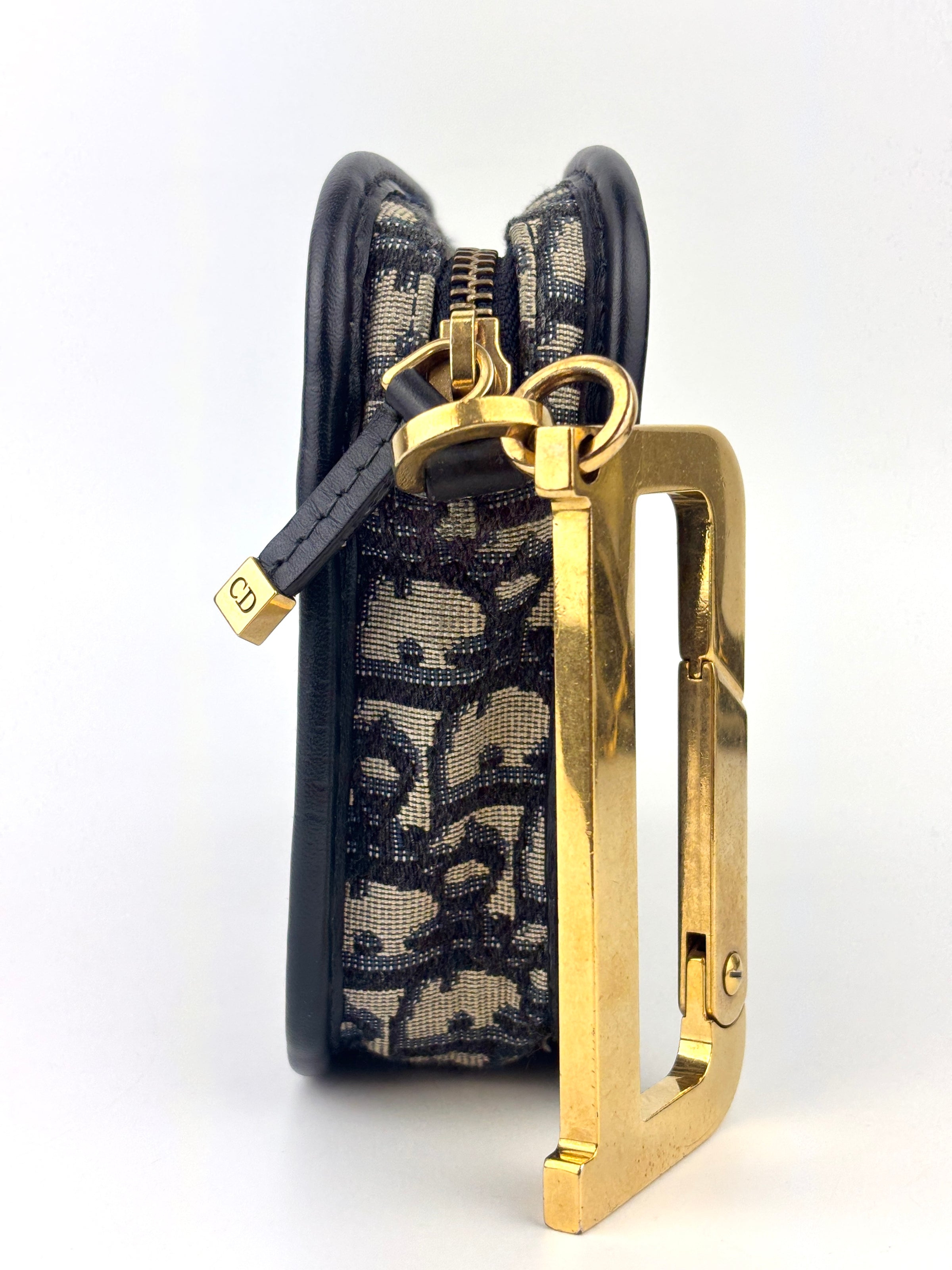 Navy Oblique Diorquake Clutch with Long Strap